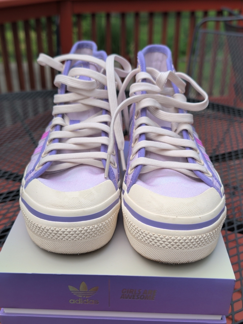 adidas Women's Lavender and Cream Platform Sneakers